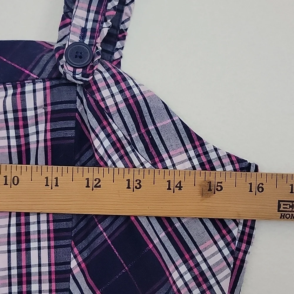 Justice Blue, Pink & White Plaid Jumper Dress 16